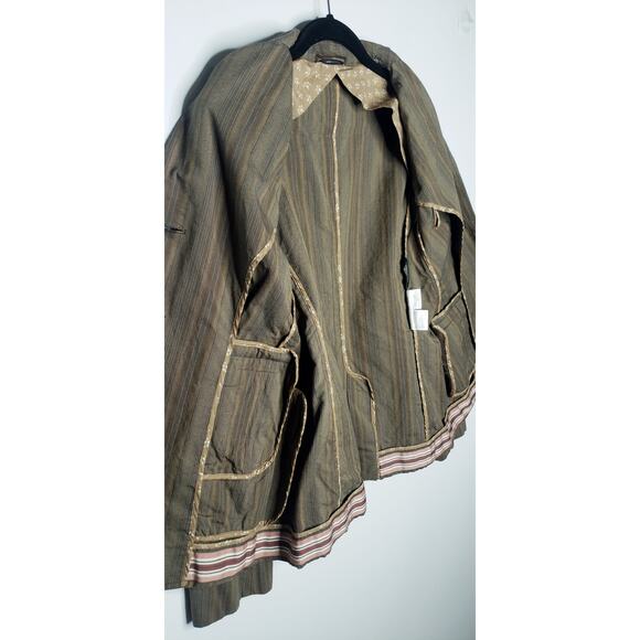 Max Mara Weekend Blazer 8 Striped Y2K Stretch Cotton Brown 3 Button Career - Picture 7 of 12